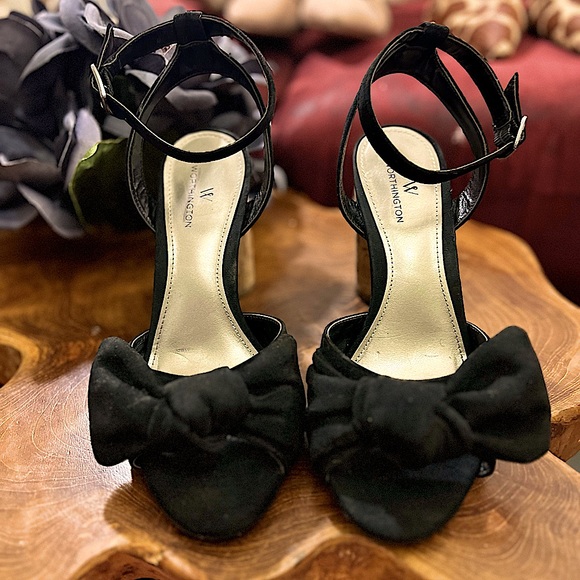 Worthington Shoes - Black Suede Cork Heeled Tinsley Sandals by Worthington